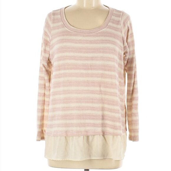 Torrid Blush Pink and Ivory Stripe Lace Sweater 0X - Picture 4 of 11